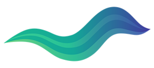 Aurora International Publishing logo – green to blue wave design