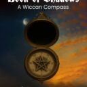 Book cover for Book of Shadows: A Wiccan Compass by DeAngelo Capone, showing a golden compass with a pentagram against a twilight sky.