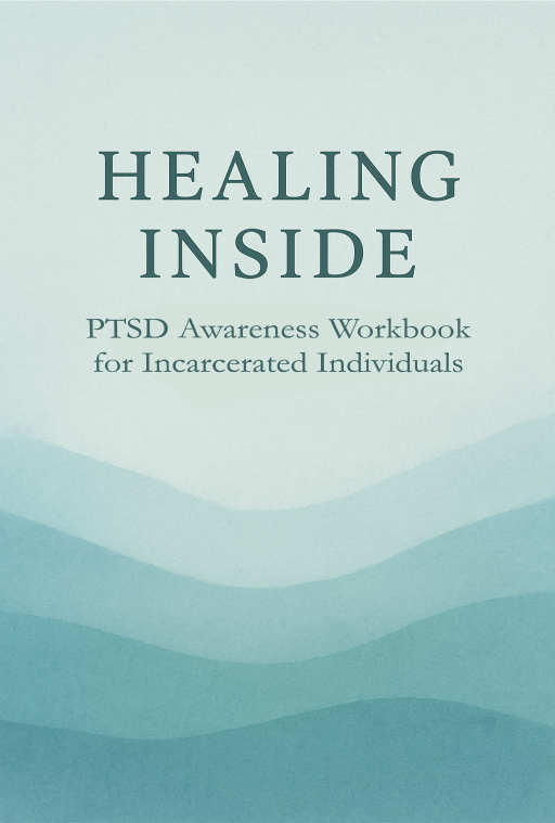 PTSD awareness workbook cover titled Healing Inside with a teal wave design